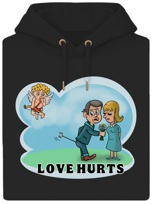 Love hurts unisex prémium pulóver Dark Black