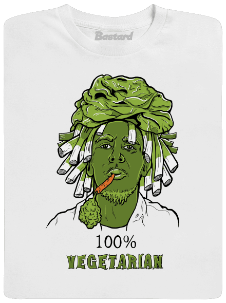 100% vegetáriánus férfi hosszú ujjú póló White