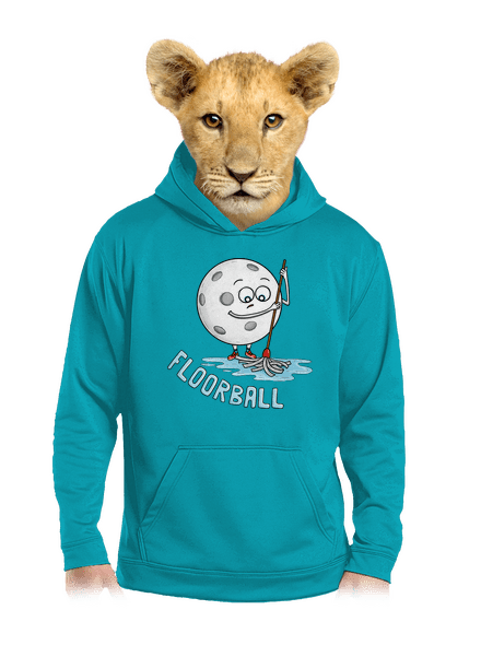 Floorball gyerek kenguruzsebes pulóver Hawaiian Blue