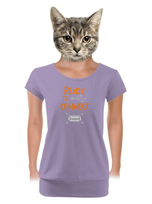 USB csatlakozás női póló elasztikus alsó szegéllyel Lavender