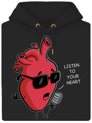 Listen to your heart unisex prémium pulóver Dark Black