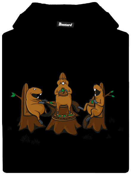 Beaver pizza party gyerek kenguruzsebes pulóver Black