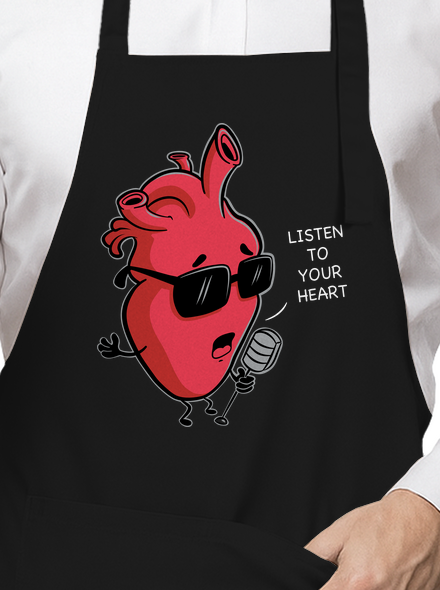 Listen to your heart kötény Black
