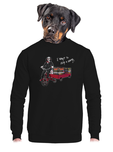 I want to play a game unisex crewneck Black