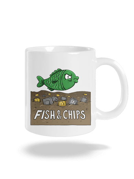 Fish and IT chips hagyományos bögre White