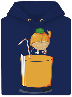 Részeg narancs unisex prémium pulóver Navy