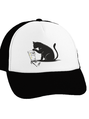 Macska és üveg teherautós sapka Black cap