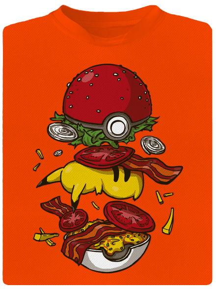 Pokémon burger férfi sportpóló Neon Orange
