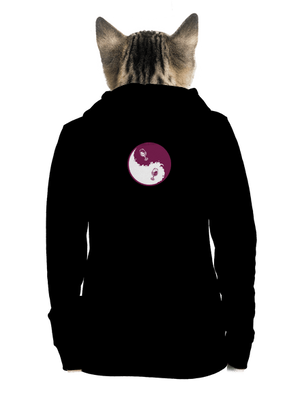 Yin Yang bor cipzáras női pulóver Black