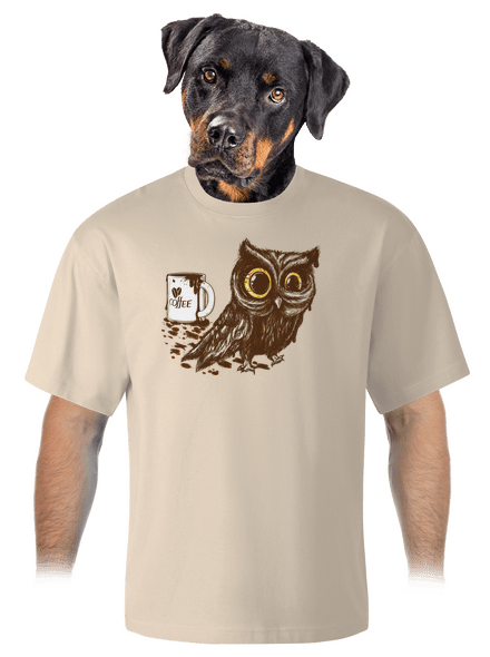 Koffeinfüggő bagoly unisex túlméretezett póló Almond