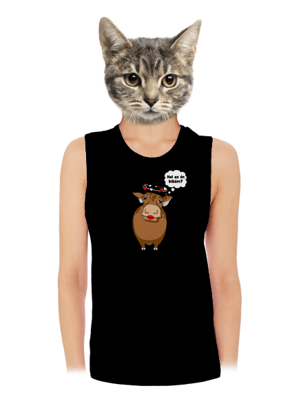 Tehén és bika női bővített trikó Black