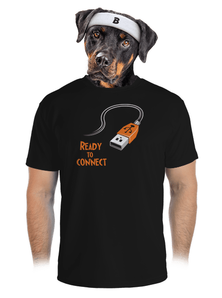 USB csatlakozás férfi sportpóló Black