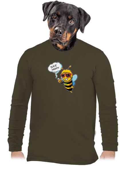 Bee happy férfi hosszú ujjú póló Urban Khaki