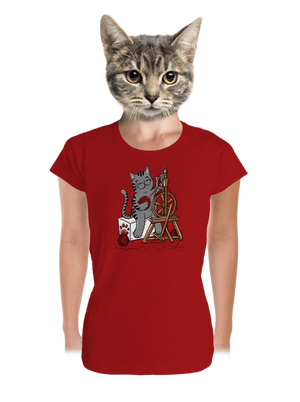Dorombol a macska prémium női póló Red Mal