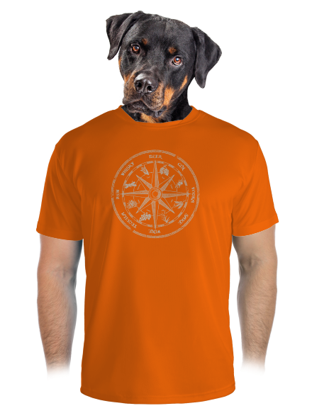 Alkoholos iránytű férfi sportpóló Neon Orange