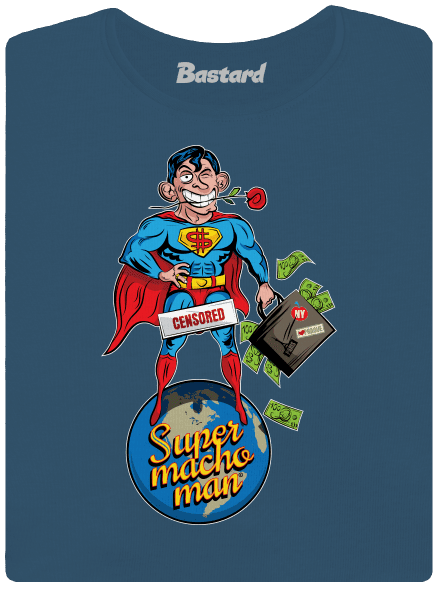 Supermachoman prémium női póló Petrol Blue