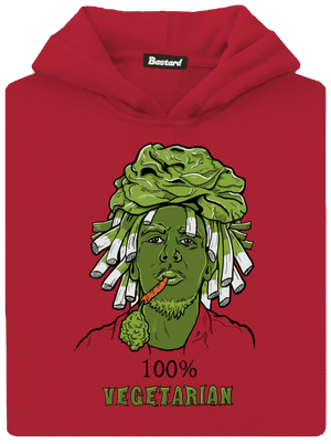 100% vegetáriánus gyerek kenguruzsebes pulóver Fire Red