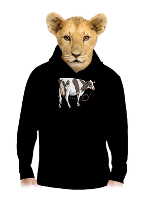 Cow drink gyerek kenguruzsebes pulóver Black