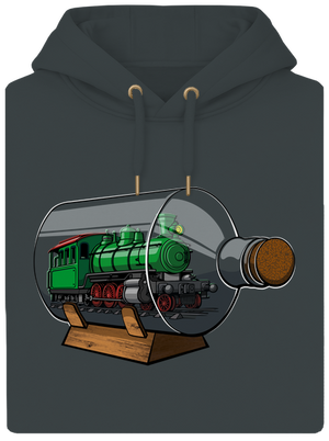 Mozdony egy palackban unisex prémium pulóver Charcoal