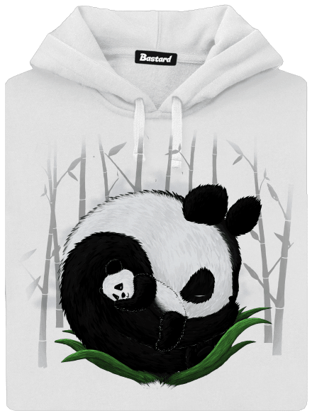 Két alvó panda női kenguruzsebes pulóver White