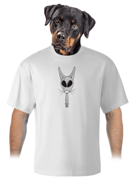 UFO cat unisex túlméretezett póló White