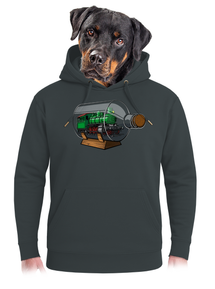 Mozdony egy palackban unisex prémium pulóver Charcoal