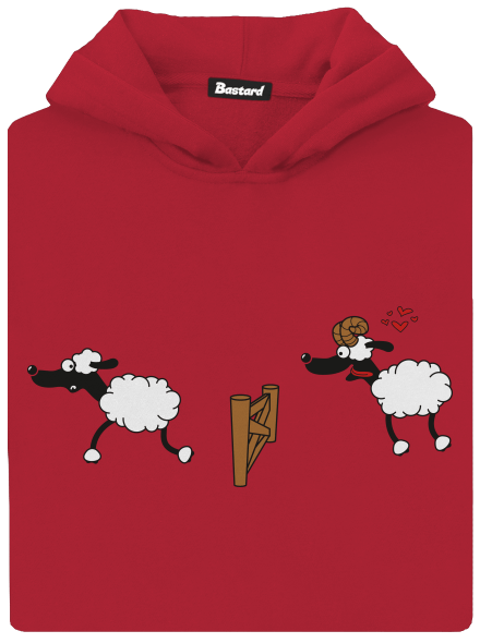 Sheeps in love gyerek kenguruzsebes pulóver Fire Red