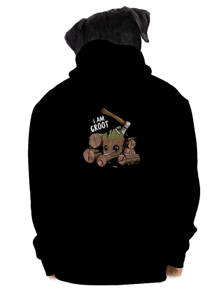 I Am Groot cipzáras férfi pulóver Black