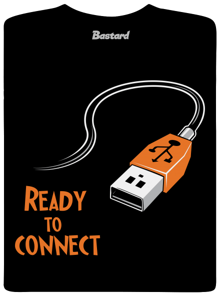 USB csatlakozás férfi hosszú ujjú póló Black