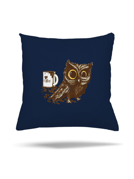 Koffeinfüggő bagoly párna Dark Navy