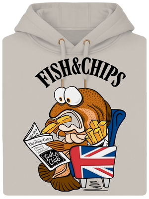 Fish and chips unisex prémium pulóver Pastel Macchiato