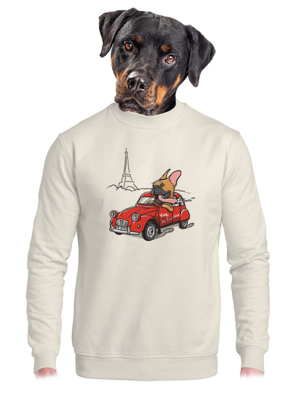 Francia buldog unisex crewneck Off White