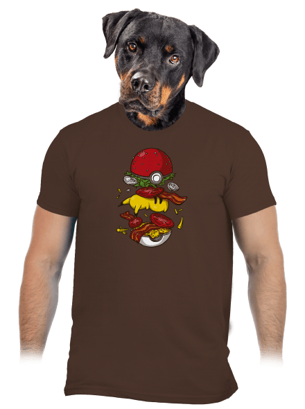 Pokémon burger férfi póló Brown