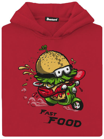 Fast Food gyerek kenguruzsebes pulóver Fire Red