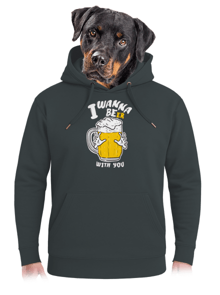 I wanna beer unisex prémium pulóver Charcoal