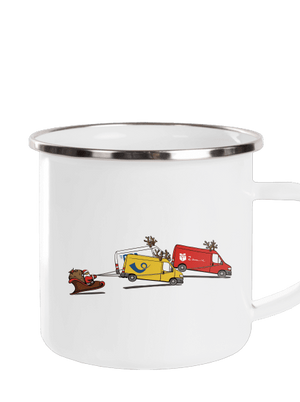 Mikulás rénszarvassal pléhbögre White