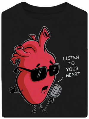 Listen to your heart unisex túlméretezett póló Black