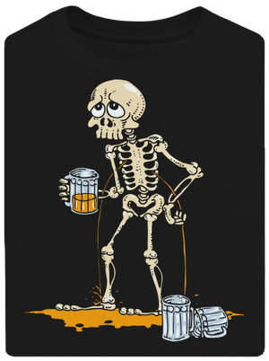 Csontváz és sör unisex túlméretezett póló Black