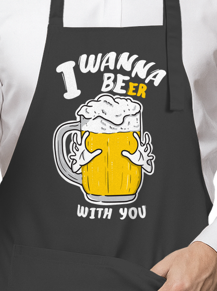 I wanna beer kötény Dark Grey