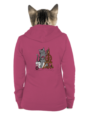 Dorombol a macska cipzáras női pulóver Magenta