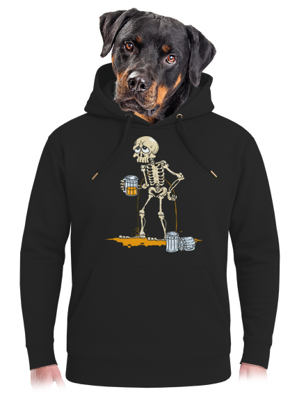 Csontváz és sör unisex prémium pulóver Dark Black