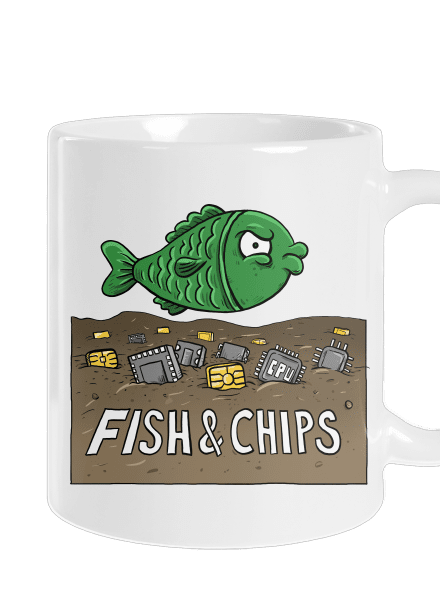 Fish and IT chips hagyományos bögre White