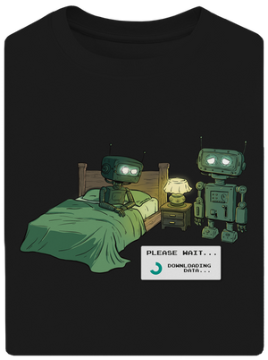 Robot romantika unisex túlméretezett póló Black