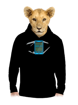 Svájci mobil gyerek kenguruzsebes pulóver Black