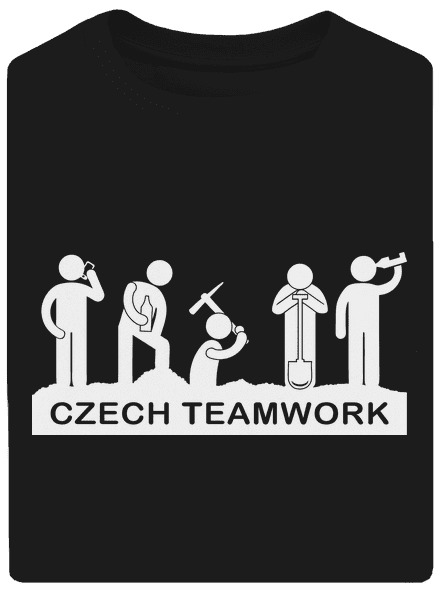 Czech Teamwork unisex túlméretezett póló Black