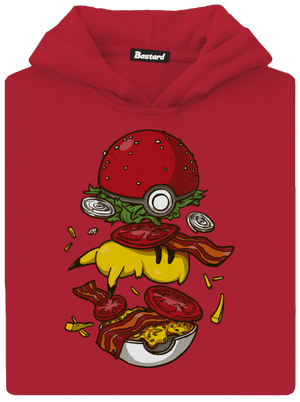 Pokémon burger gyerek kenguruzsebes pulóver Fire Red