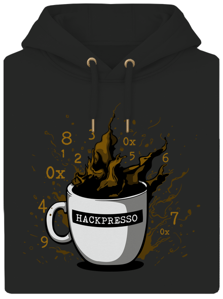 Hackpresso  unisex prémium pulóver Dark Black