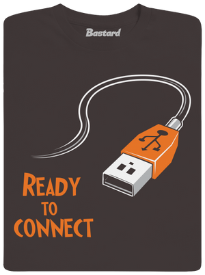 USB csatlakozás férfi hosszú ujjú póló Bear Brown