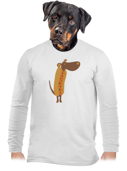Hot dog férfi hosszú ujjú póló White