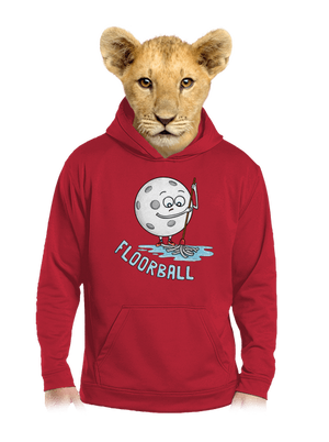 Floorball gyerek kenguruzsebes pulóver Fire Red